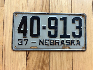1937 Nebraska License Plate