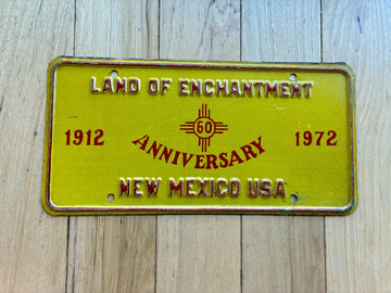 1972 New Mexico 60th Anniversary Booster License Plate