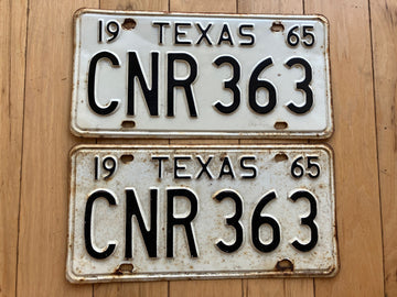 Pair of 1965 Texas License Plates - Check With DMV For YOM