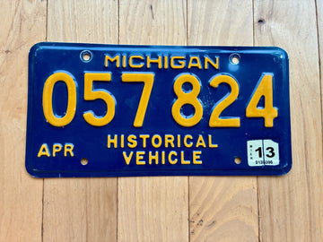 2013 Michigan Historical Vehicle License Plate