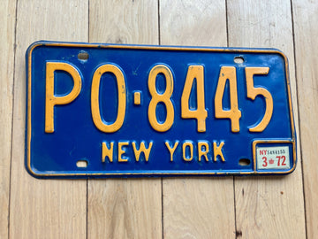 1972 New York License Plate