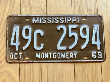 1969 Mississippi Montgomery County License Plate