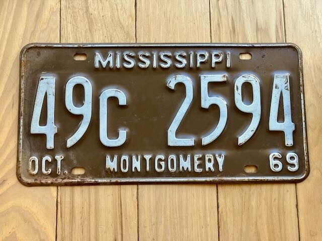 1969 Mississippi Montgomery County License Plate