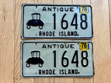 Pair Of 1978 Rhode Island Antique License Plates