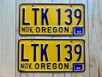 Pair of 1983 Oregon License Plates