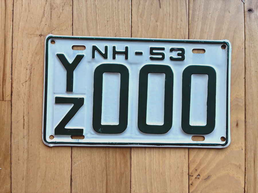 1953 New Hampshire Sample License Plate