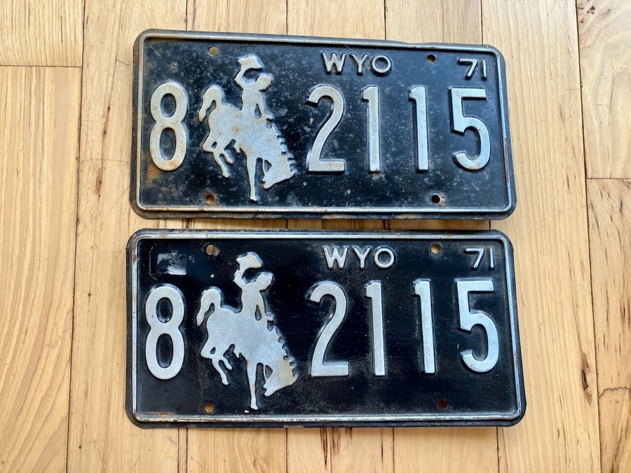 Pair Of 1971 Wyoming License Plate