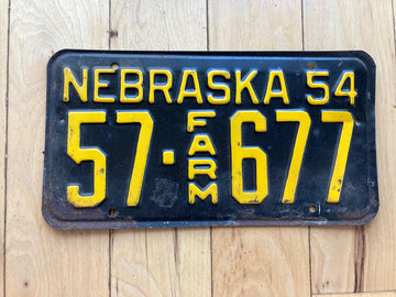 1954 Nebraska Farm License Plate