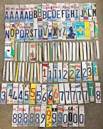 Lot of 100 Craft Grade License Plate Letters and Numbers for Crafts/Art Projects