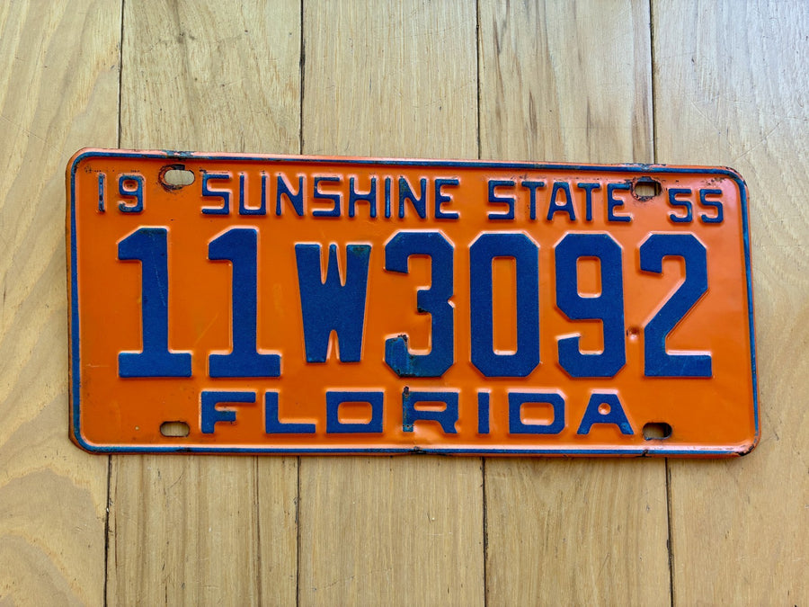1955 Florida License Plate - Numbers YOM Clear