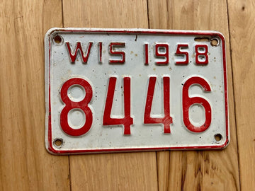 1958 Wisconsin Motorcycle License Plate