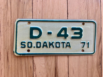 1971 South Dakota Motorcycle Dealer License Plate