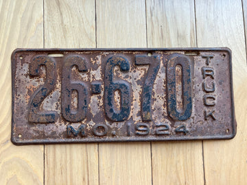 1924 Missouri Truck License Plate