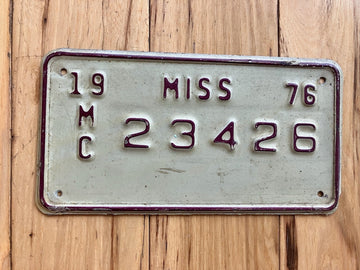 1976 Mississippi Motorcycle License Plate