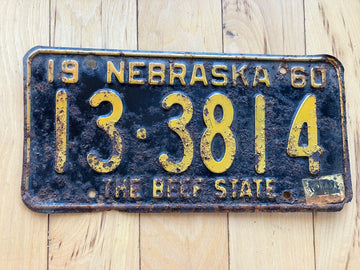 1960 Nebraska License Plate W/ 1961 Tab