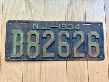 1934 New Jersey License Plate