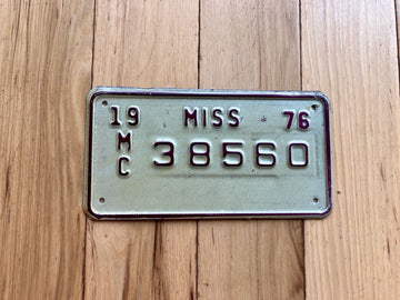 1976 Mississippi Motorcycle License Plate