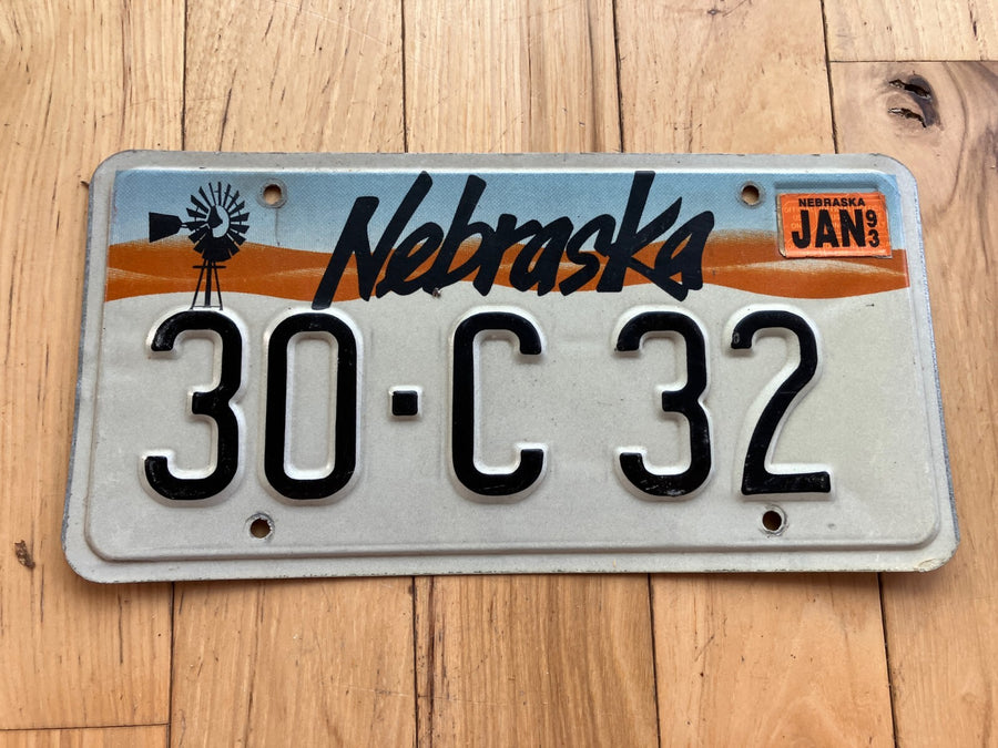 1993 Nebraska License Plate