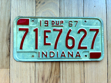 1967 Indiana Duplicate License Plate