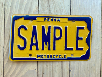 1970s Pennsylvania Motorcycle Sample License Plate