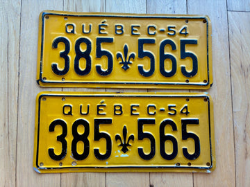 1954 Pair of Quebec License Plates