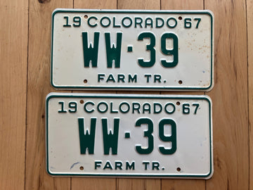 Pair of 1967 Colorado Farm Tractor License Plates