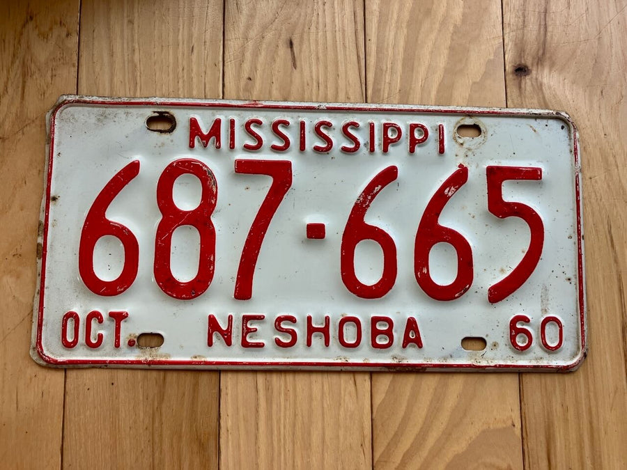 1960 Mississippi Neshoba County License Plate