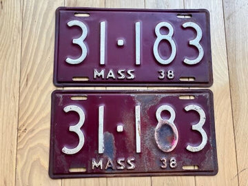 Pair of 1938 Massachusetts License Plates