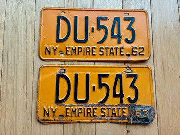 Pair of 1962 1963 New York License Plates