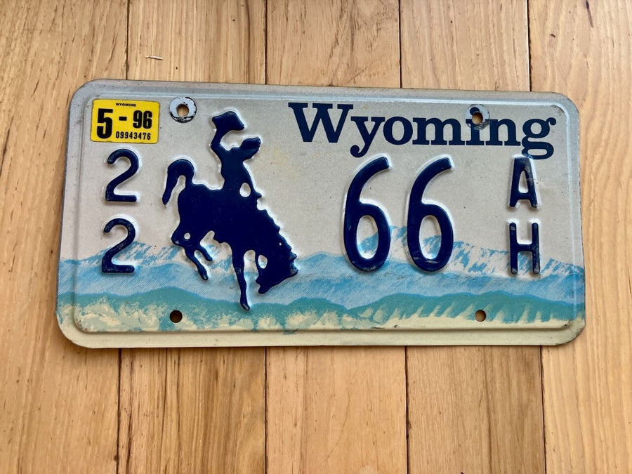 1996 Wyoming License Plate - Low Number