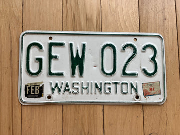 1960s Washington State License Plate W/ 1981 Tab