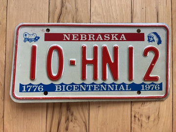 1976 Nebraska Bicentennial License Plate