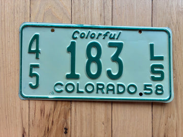 1958 Colorado Trailer License Plate