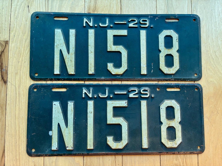 Pair of 1929 New Jersey License Plates