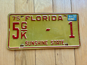 1975 Florida License Plate - Low Number