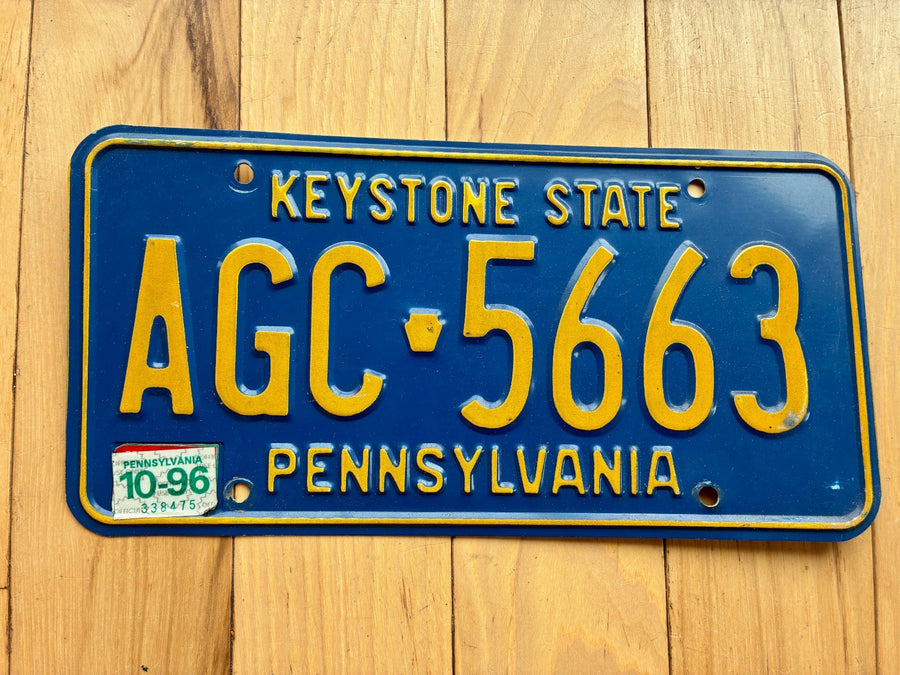 1996 Pennsylvania License Plate