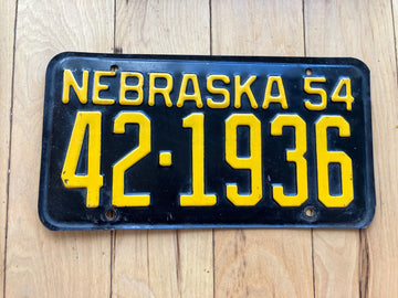 1954 Nebraska License Plate