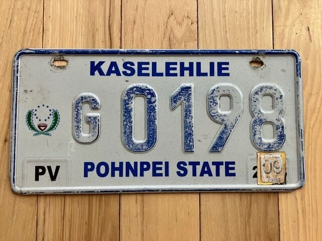 2009 Kaselehlie State of Pohnpei License Plate