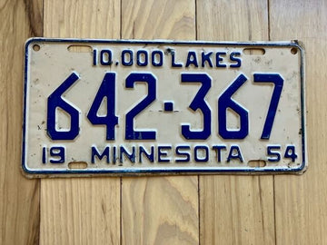1954 Minnesota License Plate