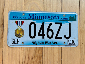2019 Minnesota Afghan Veteran License Plate