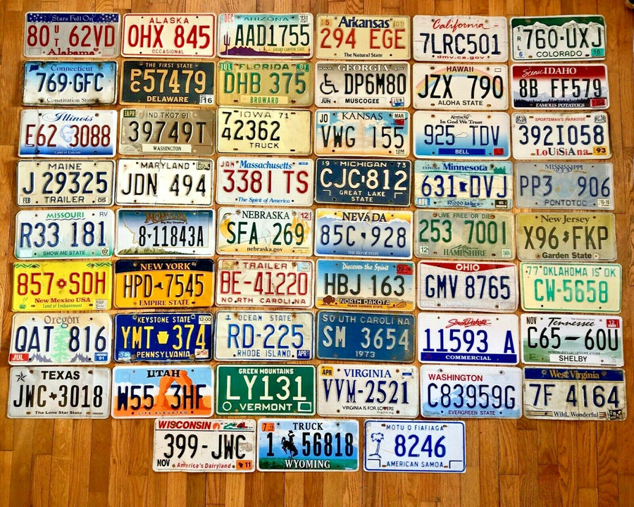 50 State Set of License Plates Plus an American Samoa Plate in Craft Condition