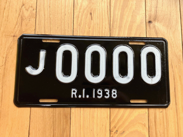 1938 Repainted Rhode Island Sample License Plate
