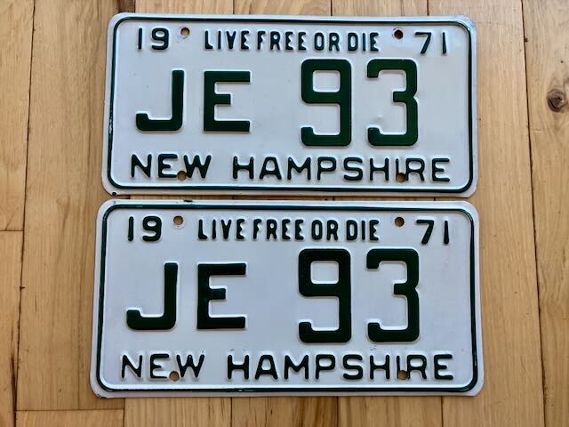 Pair of 1971 New Hampshire License Plates