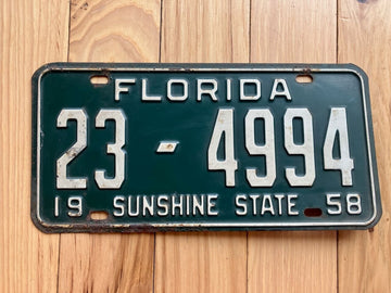 1958 Florida License Plate