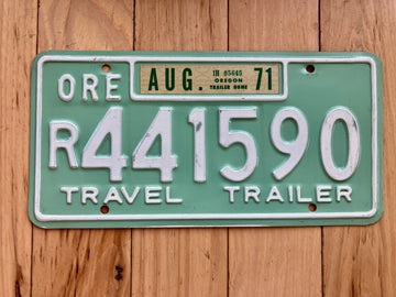 1971 Oregon Travel Trailer License Plate