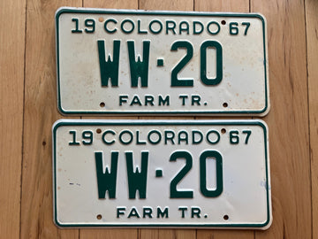 Pair of 1967 Colorado Farm Tractor License Plates