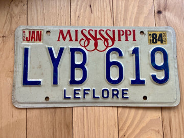 1984 Mississippi Leflore County License Plate