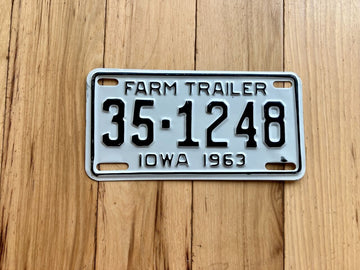 1963 Iowa Farm Trailer License Plate