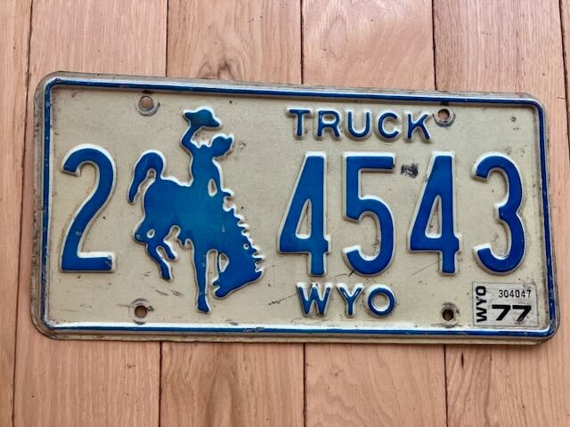 1977 Wyoming Truck License Plate
