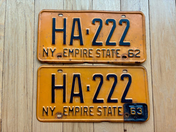 Pair of 1962 1963 New York License Plates